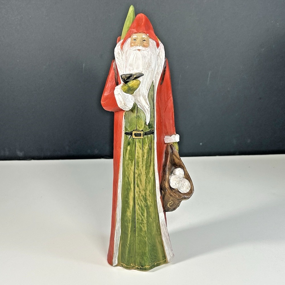 Pencil Santa Claus Figurine Hand Painted‎ Resin 10" Tall Christmas Decoration